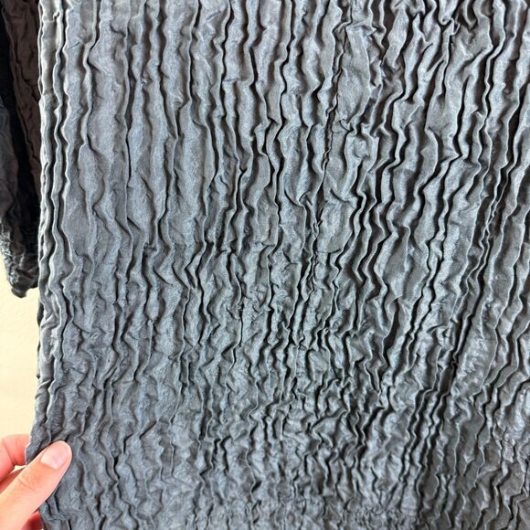 Grizas Lagenlook Tunic Top SIZE S Silk Linen Blend Black Crinkled Oversized - Picture 3 of 10